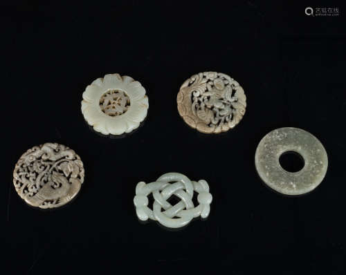Group of Antique Jade Plaques