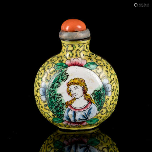 18th Antique enameled Snuff Bottle