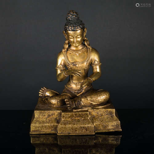 19th Antique Gilt Bronze Buddha