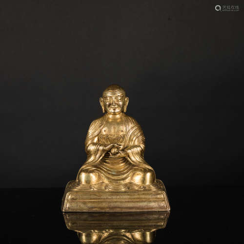 18th Antique Gilt Bronze Buddha