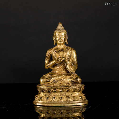 18th or Later Gilt Bronze Medicine Buddha