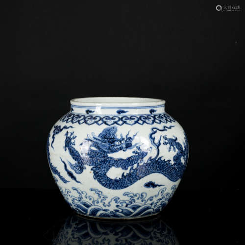 19th Antique Blue and White Jar