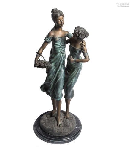 Antique Bronze Figure Girls