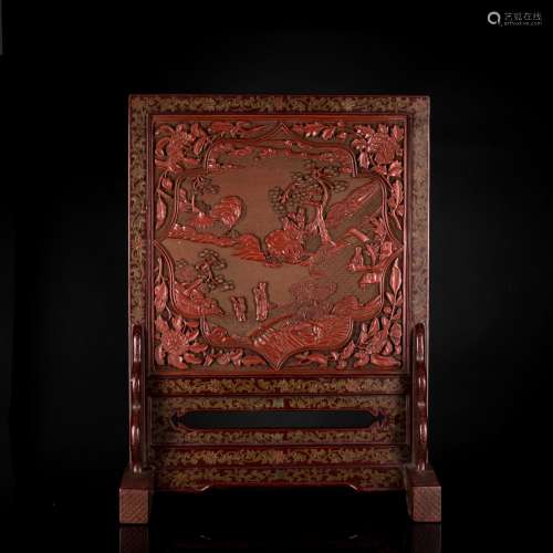 19th Style Antique Cinnabar Screen