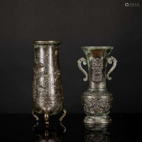 Group 19th Antique Bronze Vase