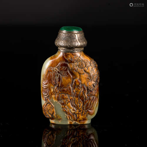18th Antique Yellow Jade Snuff Bottle