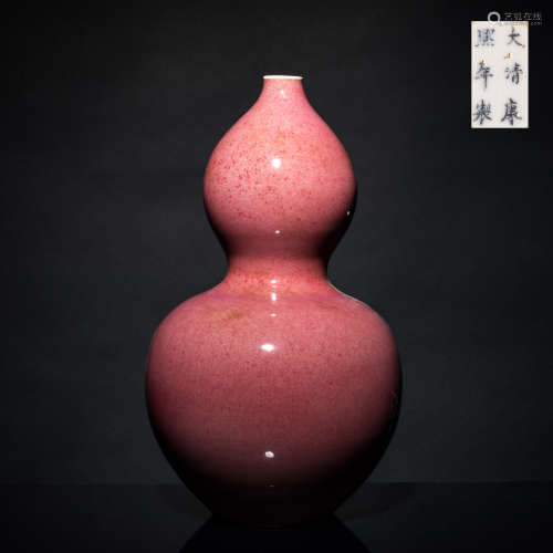 18th Antique Red Glazed Gourd Vase