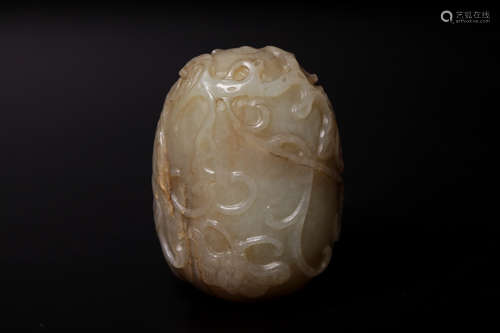 Chinese 18 century white jade carved snuff bottle