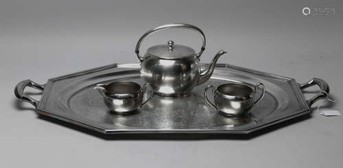 Four pieces of fine silver tea set