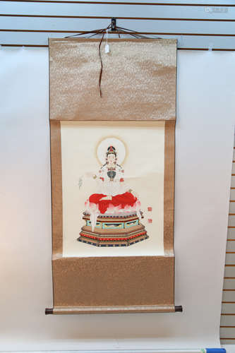 Chinese watercolor painting guanyin on paper