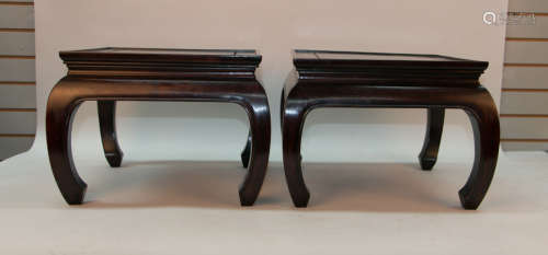 A pair of chinese hardwood small stool