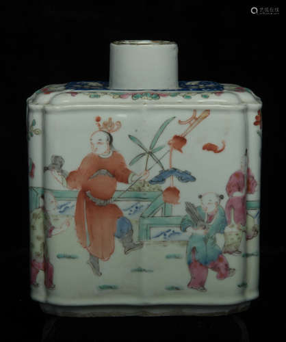 Qing famille rose tea caddy