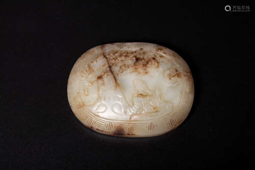 Chinese 17 century gray jade carved plate