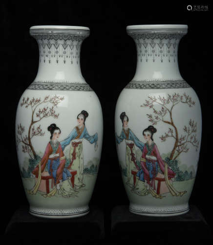 Pair of Chinese famille rose vases