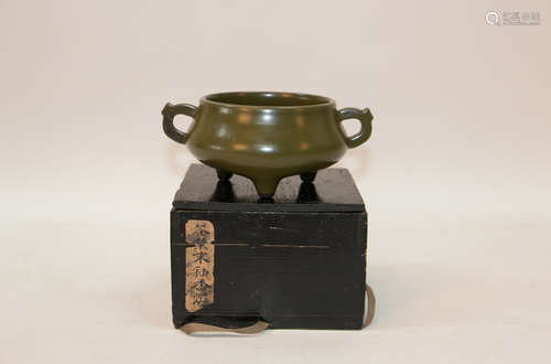 Chinese green glaze pocerlain incense