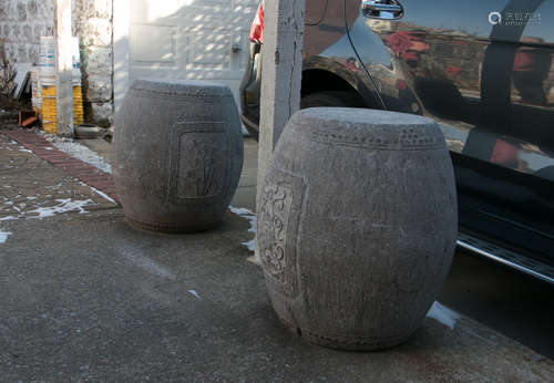 A pair of chinese 18 century bluestone stool