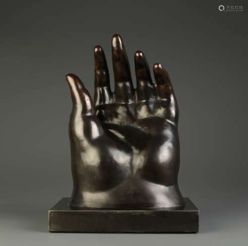 Bronze Sculpture of a Hand Signed 