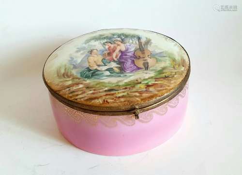 Antique French Porcelain Painted Large Box