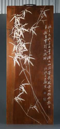 19th C. Chinese Carved Wood Panel, Signed