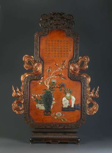 Chinese Hanging Panel Mounted Multiple Jade