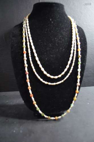 3 Pieces of Mother of Pearl & Jade Necklace