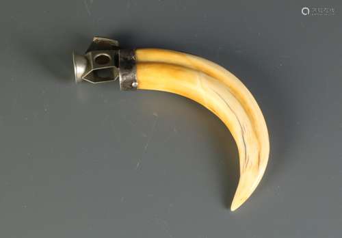 Antique Animal Tooth, Mounted Silver