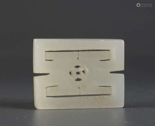 Chinese White Jade Carving Small Plaque