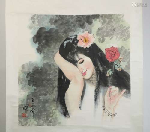 Chinese Ink&Color Scroll Painting, He, Jiaying