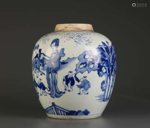 Chinese Blue/White Porcelain Jar, Marked Kangxi