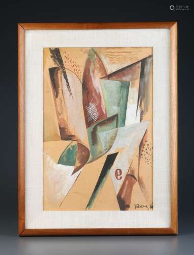 1920 Russian Mix Media Painting, Signed Rodchenko