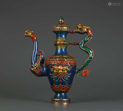 Ming Dynasty Chinese Cloisonne Wine Pot