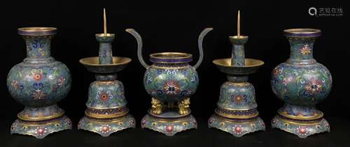 Set of Chinese Cloisonne Incense Burner