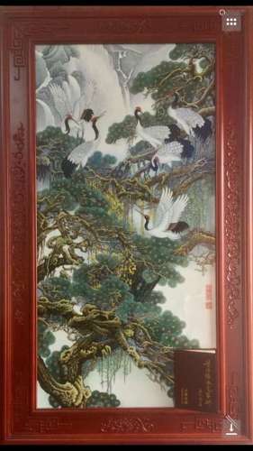 Chinese Famille Rose Porcelain Plaque, Marked