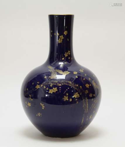 A Blue Glazed Chinese Porcelain Tian Qiu Vase