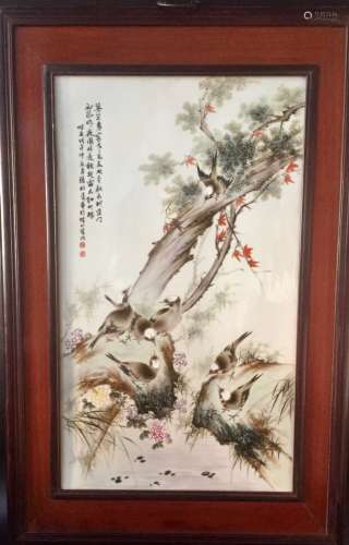Chinese Famille Rose Porcelain Plaque, Marked