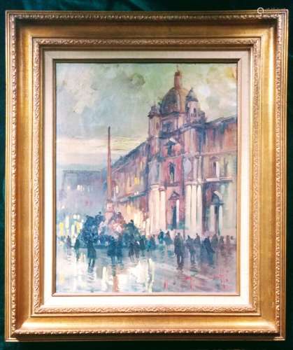 Oil on canvas signed and Framed with Gilt Woo