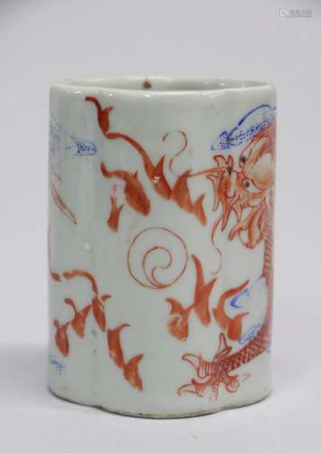 Chinese Iron Red Porcelain Brush Pot