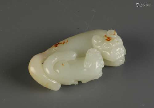 19th C. Chinese Nephrite White Jade Carving