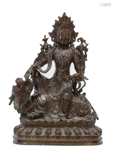 Chinese Gilt Bronze Seating Guanyin