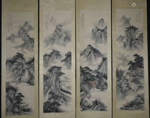 Set of 4 Pieces Chinese Ink/Color Painting