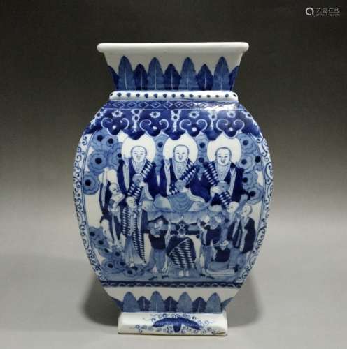 Chinese Blue/White Porcelain Square Jar