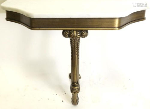 Gold painted wood carved Marble Top Console.