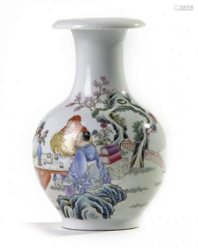 A Chinese famille rose 'figural' bottle vase