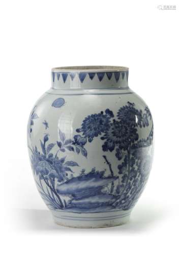 A Chinese blue and white ovoid jar