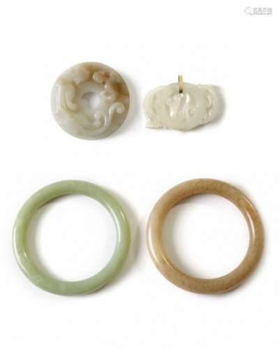 Four Chinese jade carvings