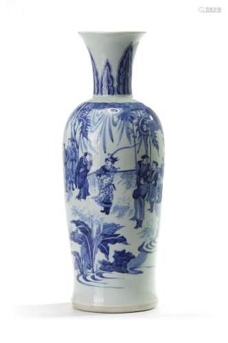 A Chinese blue and white slender vase