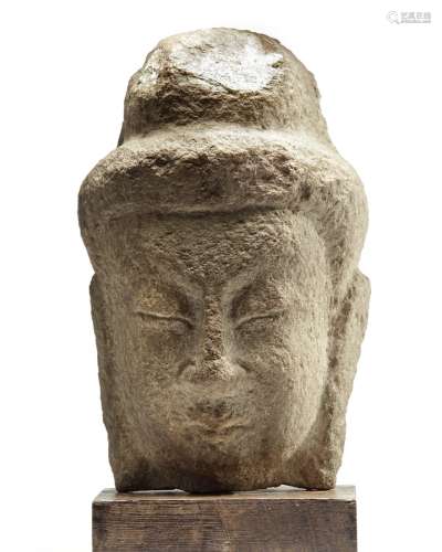 A Chinese stone head of a Bodhisattva