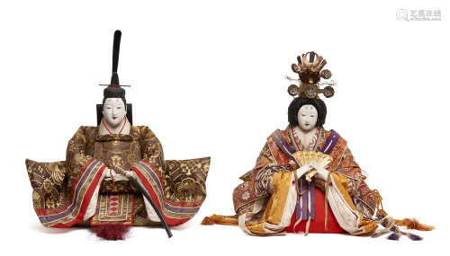 Two large ningyo-dolls for the doll-festival (hinamatsuri)