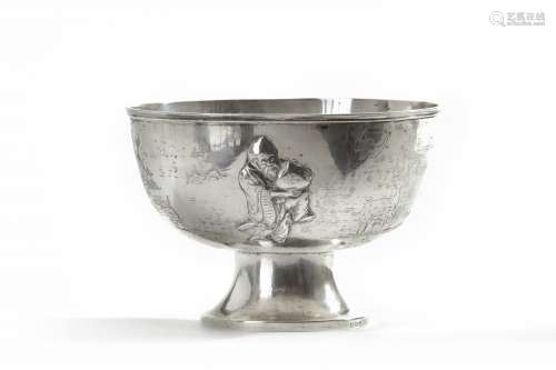 A Chinese silver Shoulao bowl