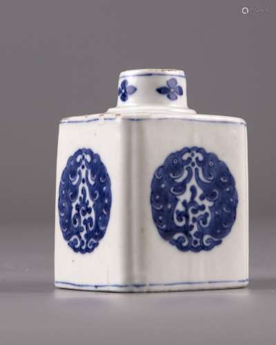 A Chinese blue and white square-section jar and cover